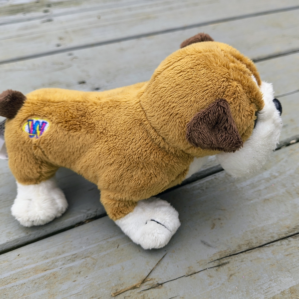 Brown and White Plush Dog Toy